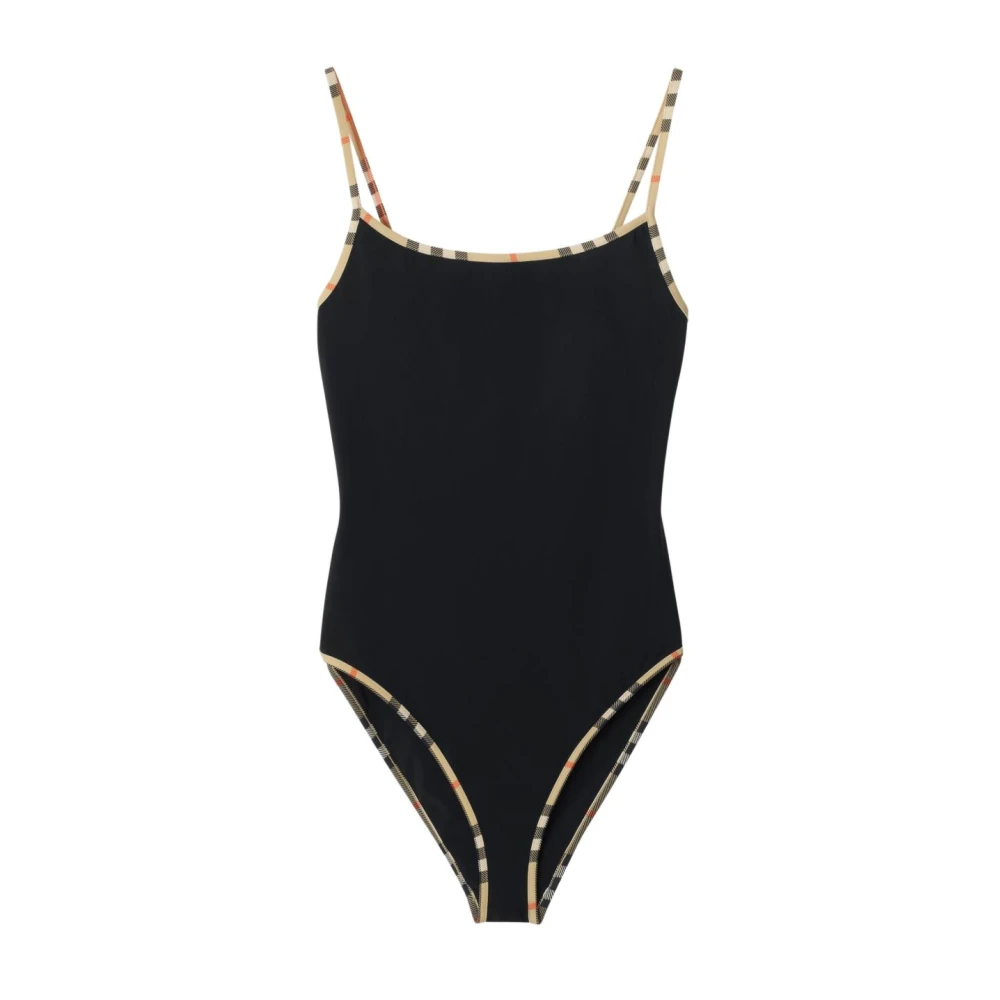 Burberry Women's Black Check Detail Swimsuit - Swimsuits - M - Swimwear