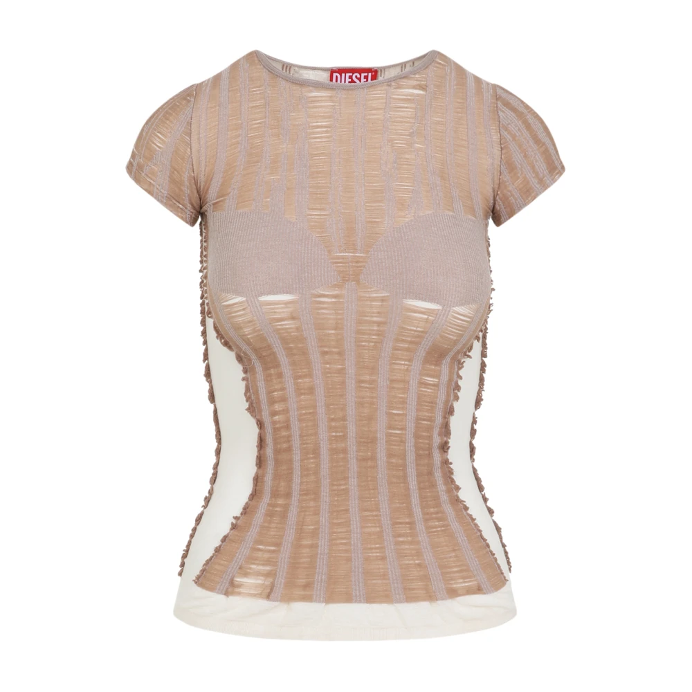 Diesel Women's Beige T-Shirts,, Neutral Topwear For Women Ss25 Medium