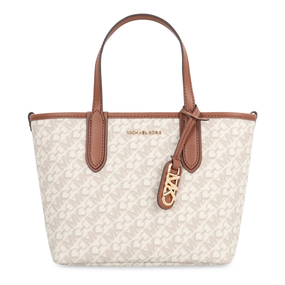 Michael Kors Bedrukte canvas handtas met leren afwerking White Dames