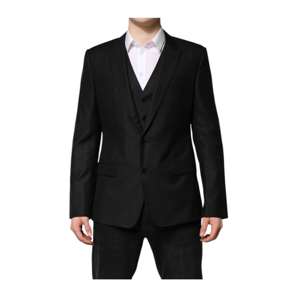 Dolce & Gabbana Black Blazers, Male, Xl, Luxury Suit Jacket Set