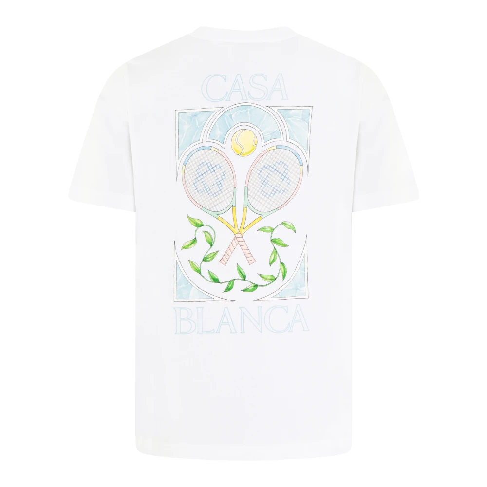 Casablanca Pastelle Printed Tennis Shirt White Heren
