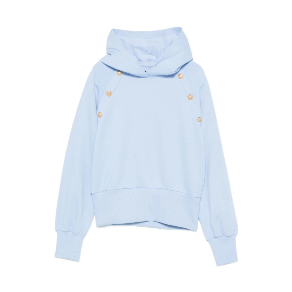 Balmain Unisex Kids Blue Hooded Sweatshirt - Kids Sweatshirts - 8 Y - Kids