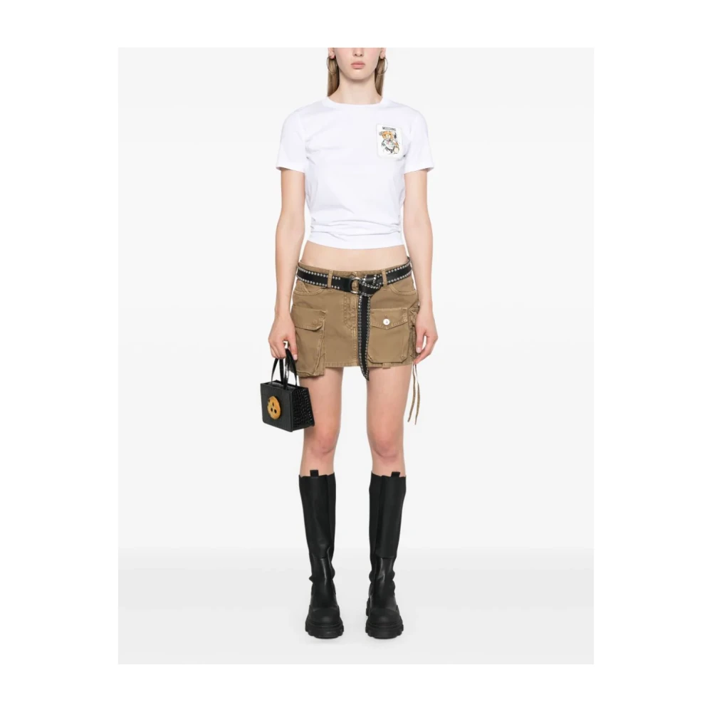 Moschino Witte Crewneck Bedrukte T-shirts en Polos White Dames