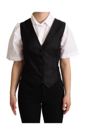 Black Silk Sleeveless Waistcoat Vest