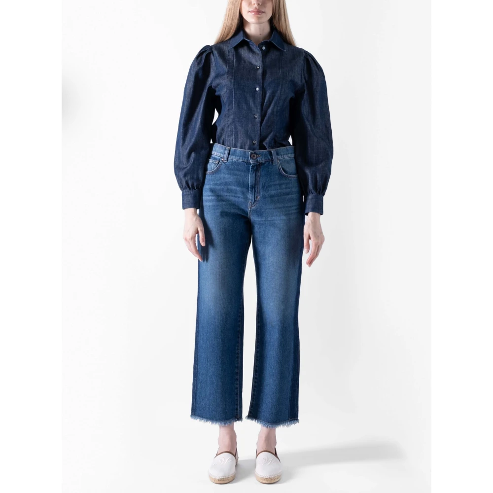 Max Mara Weekend Raw Edge Denim Broek Blue Dames