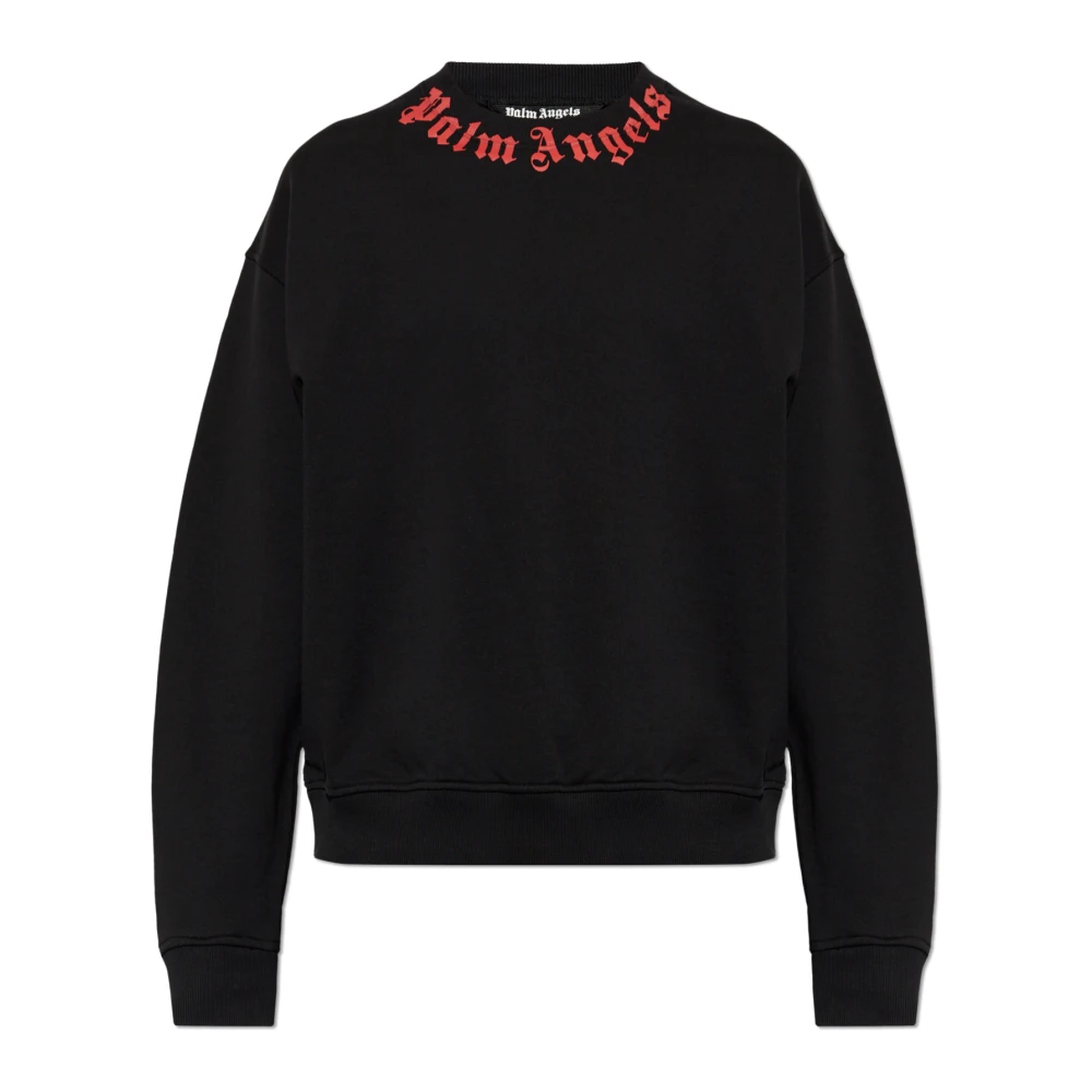 Palm Angels Men's Black Neck Logo Sweatshirt - Sweatshirts - Xl - Sweatshirts & Hoodies