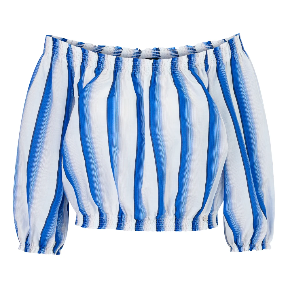 Marc Cain Women's Blue Striped Carmen Blouse - Blouses - M - Blouses & Shirts