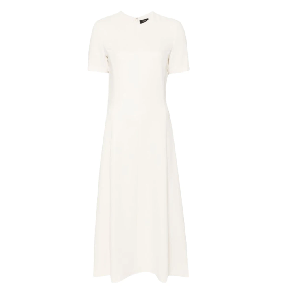 Theory Flare Midi Jurk met Crepe Textuur White Dames
