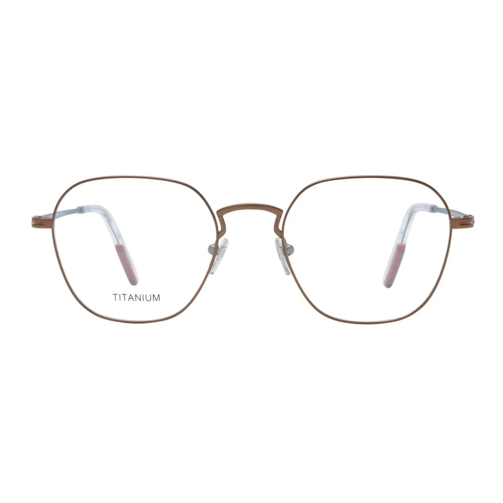 Ermenegildo Zegna Bronze Ronde Titanium Optische Monturen Beige Heren