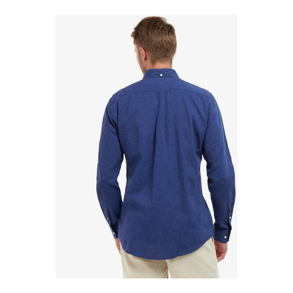 Barbour Op Maat Gemaakt Linnen Overhemd Blue Heren