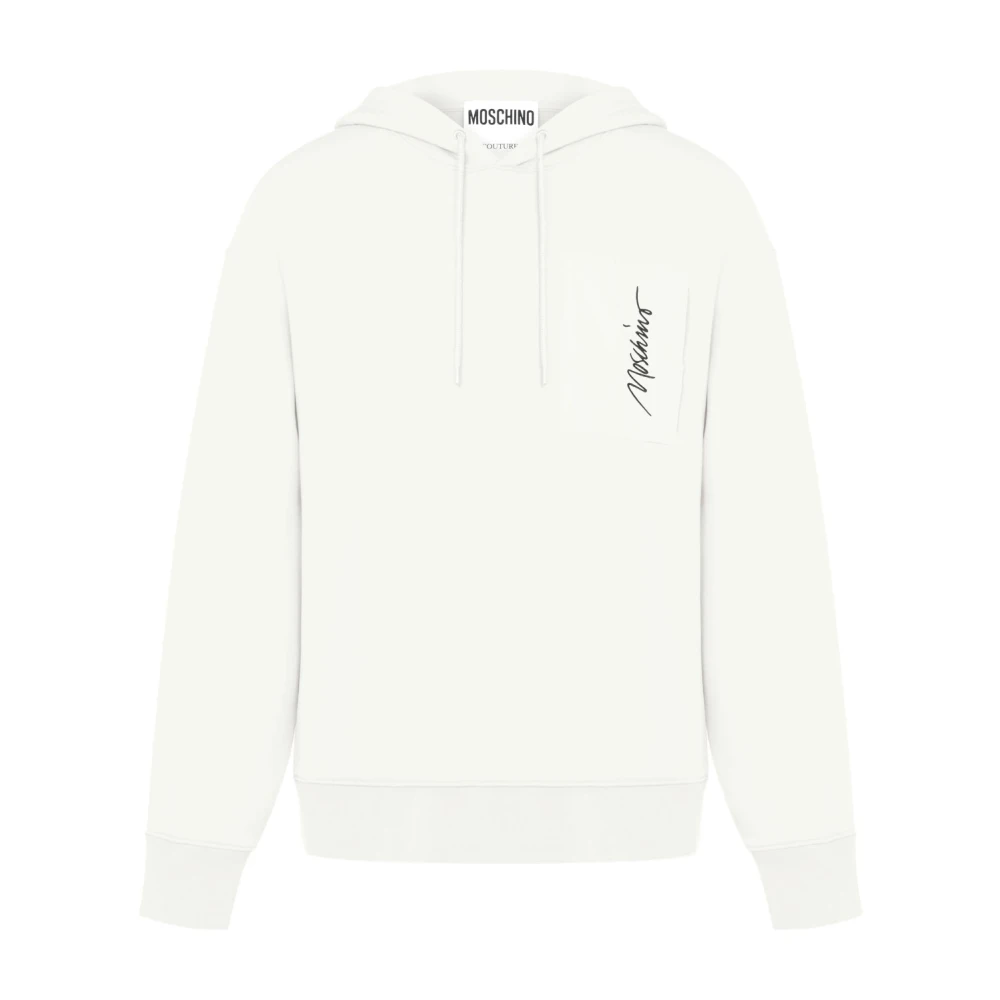 Moschino Men's White Embroidered Logo Hoodie - Hoodies - L - Sweatshirts & Hoodies