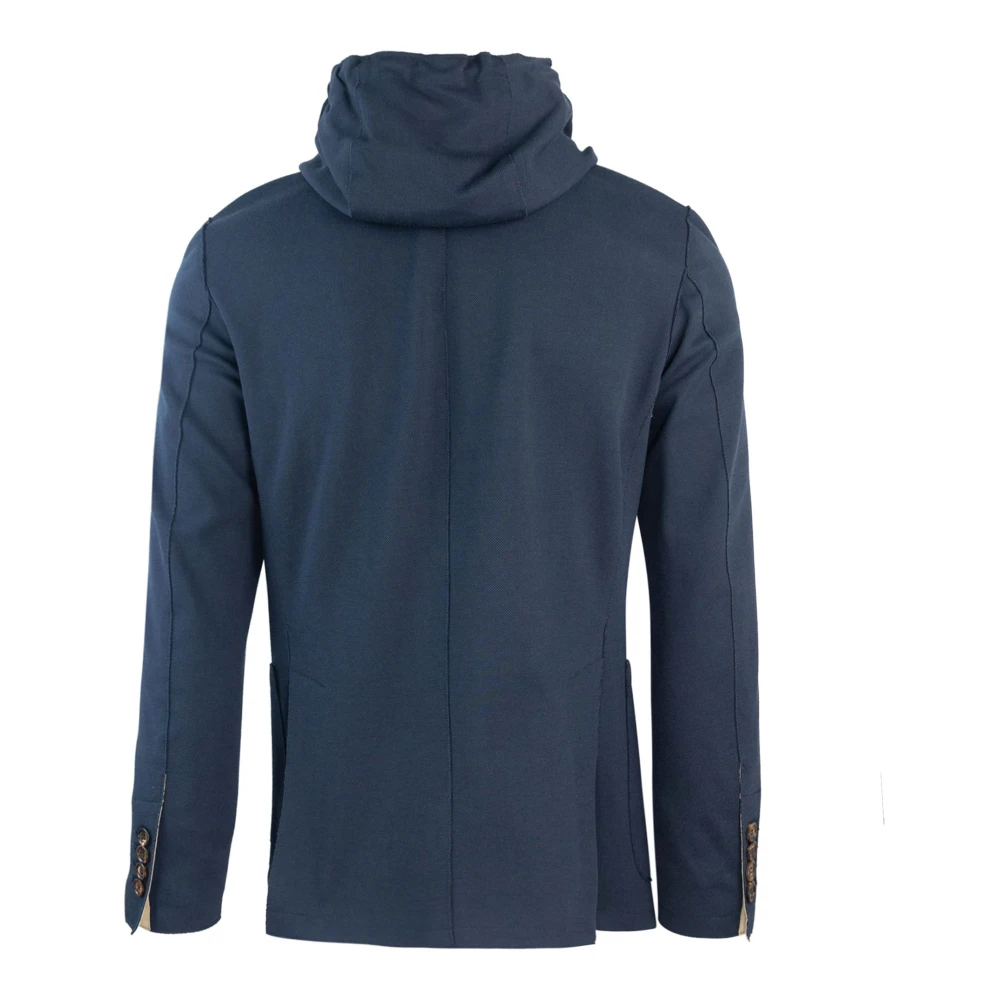 Eleventy Blauwe hoodiejas met verstelbaar trekkoord Blue Heren