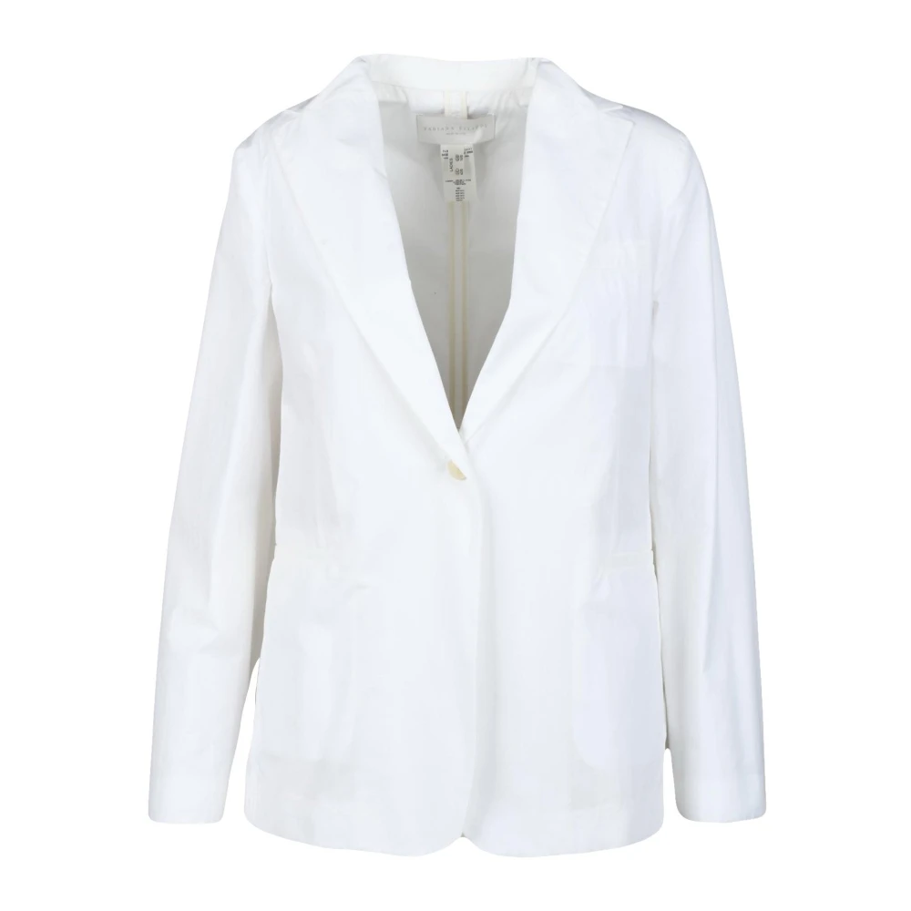 Fabiana Filippi Katoenen Blazer Ongevoerd Single-Breasted Model White Dames