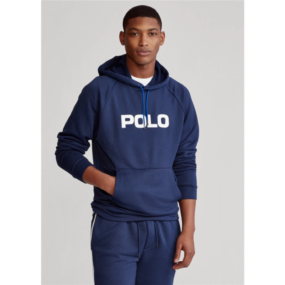 Polo Ralph Lauren Navy Blauwe Hoodie met Kangaroo Zak Blue Heren