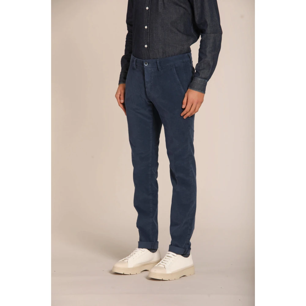 Mason's Velvet Gestreepte Slim Fit Chino Broek Blue Heren