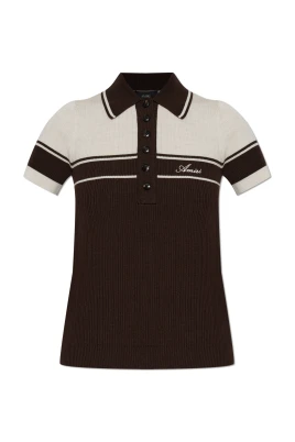 Polotröja i ull med broderad logotyp