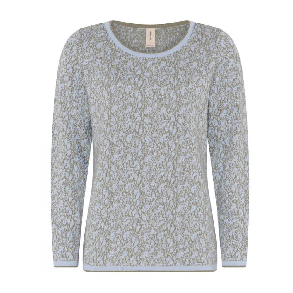 Skovhuus Blauwe Jacquard Gebreide Pullover Trui Blue Dames