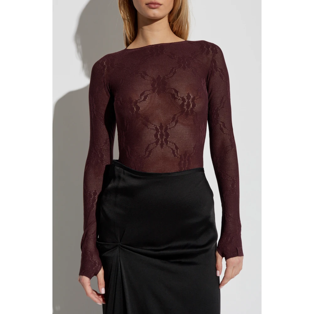 Victoria Beckham Kanten bodysuit Red Dames
