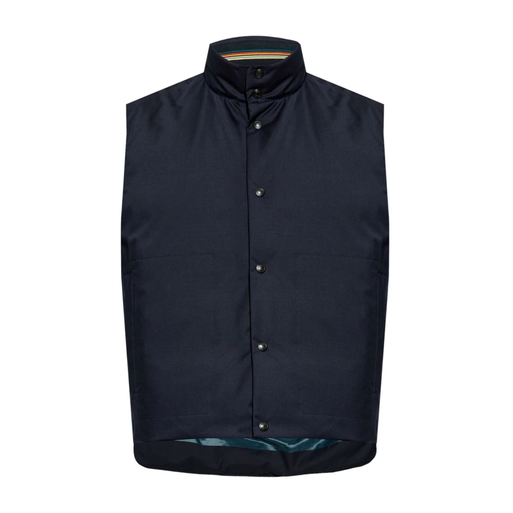 Paul Smith Navy Blue Wollen Sweater Vest Blue Heren
