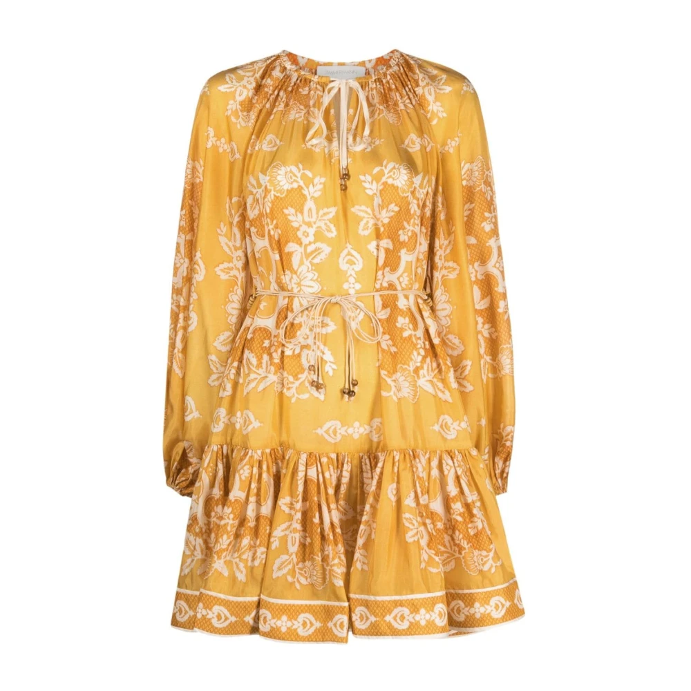 Zimmermann Bloemenprint zijden minijurk Yellow Dames