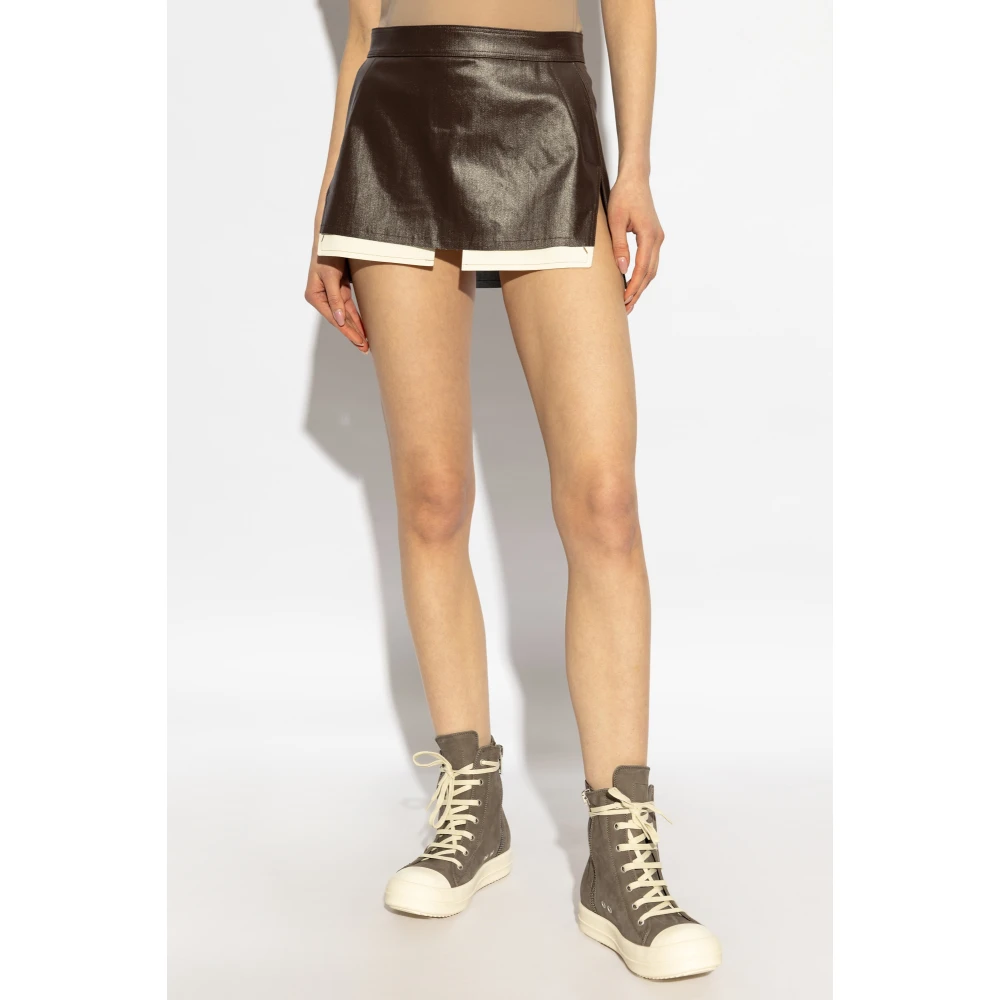 Rick Owens Fog Cutoff Mini Rok Brown Dames