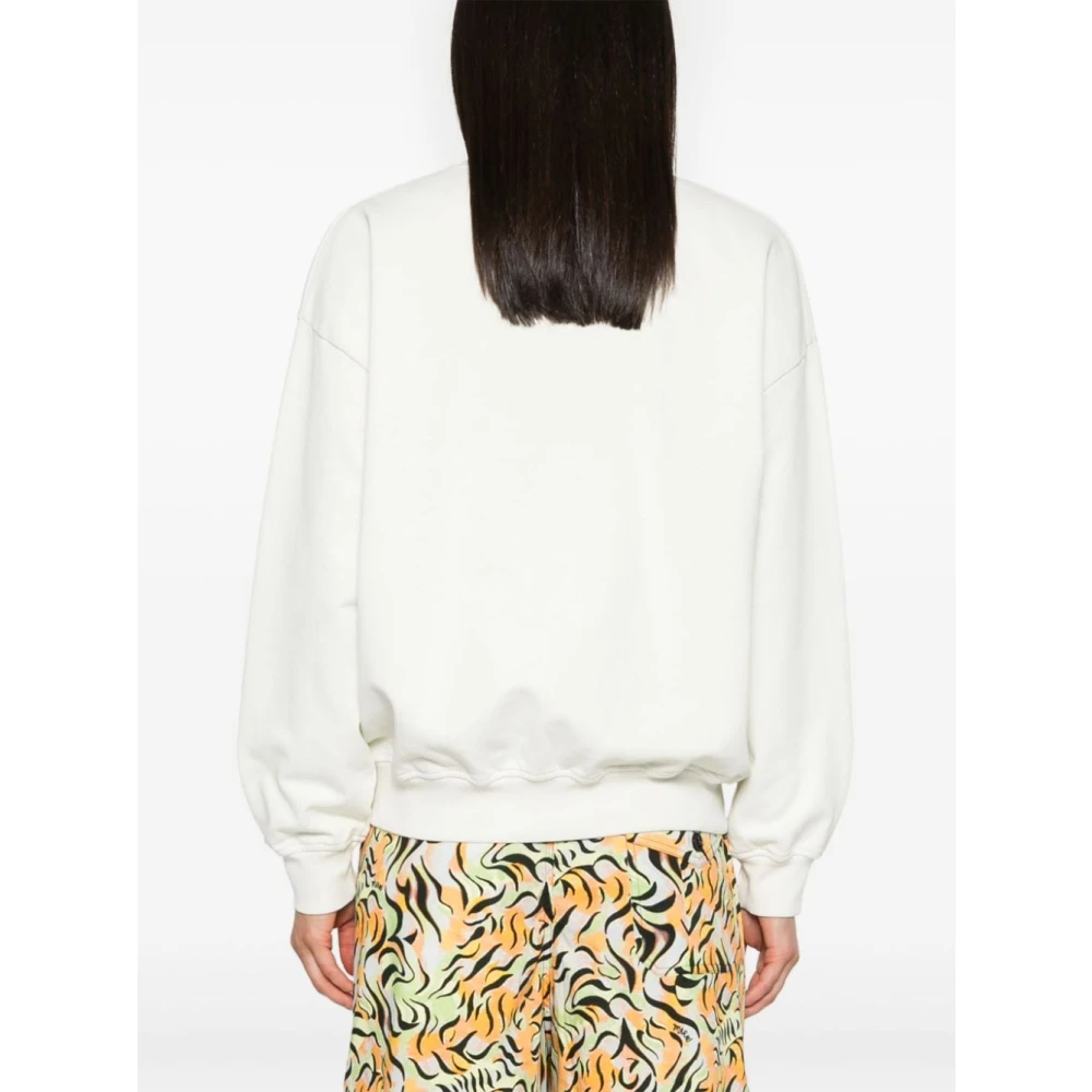 Ganni Logo Print Sweatshirt White Dames