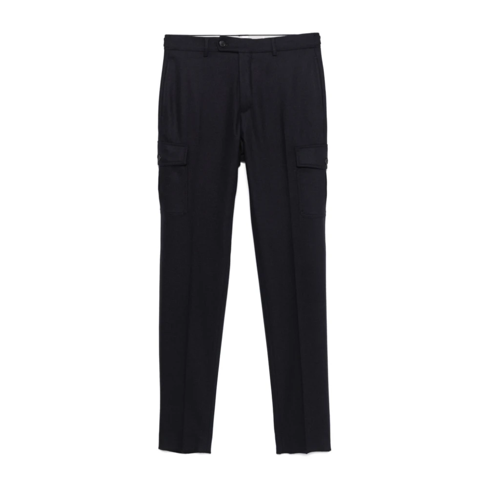 Incotex Middernachtblauwe Katoenmix Broek Black Heren