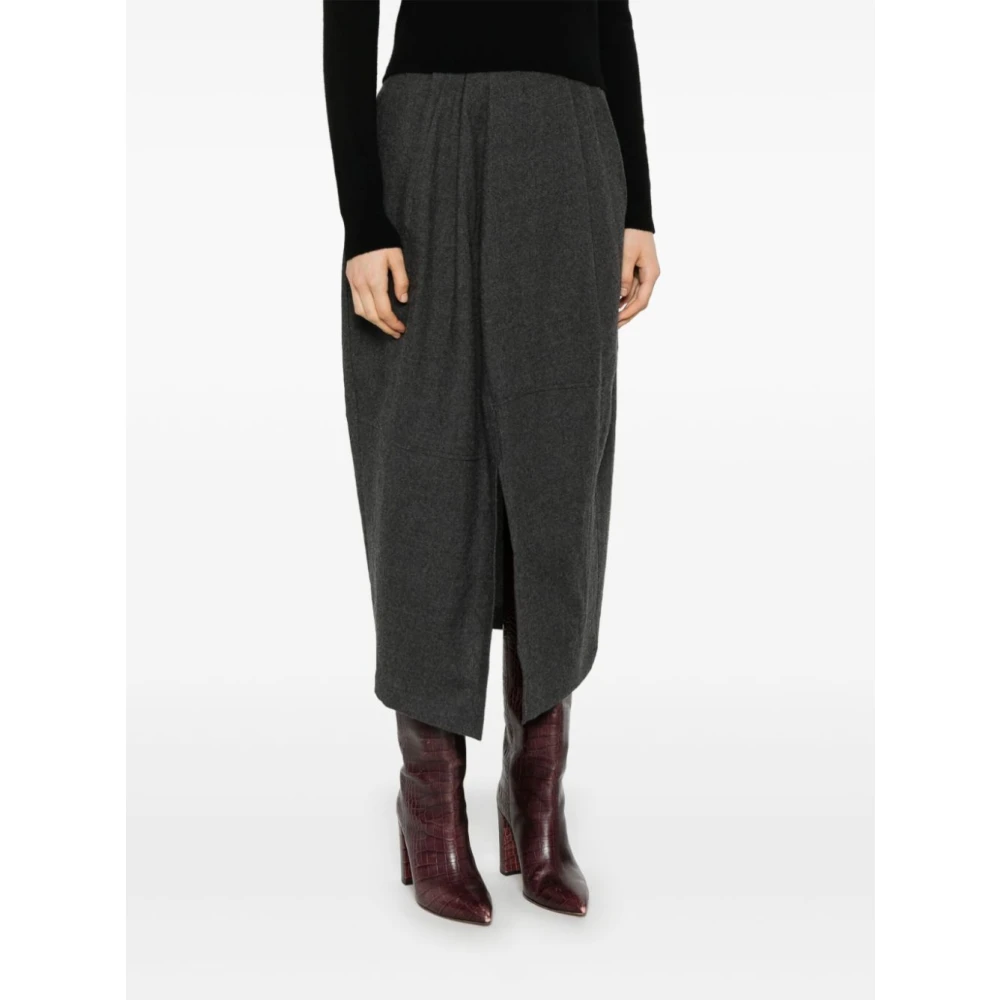 Alysi Zachte Wol Midi Rok Antraciet Grijs Gray Dames