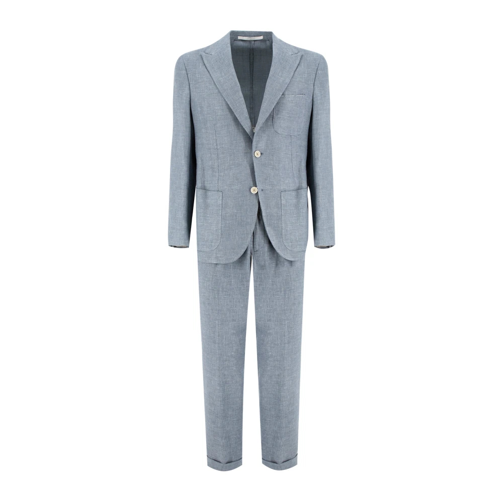 Eleventy Modern Fit Single-Breasted Pak Blue Heren