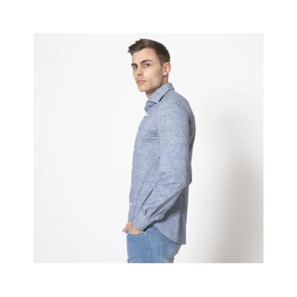 Orian Blauw gemêleerd overhemd Blue Heren