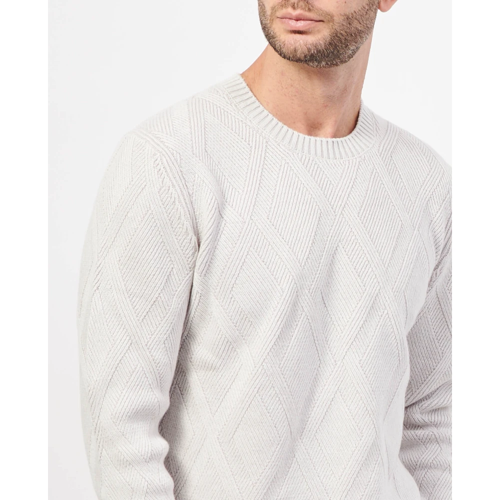 Gran Sasso Witte Kasjmiertrui Diamantpatroon White Heren