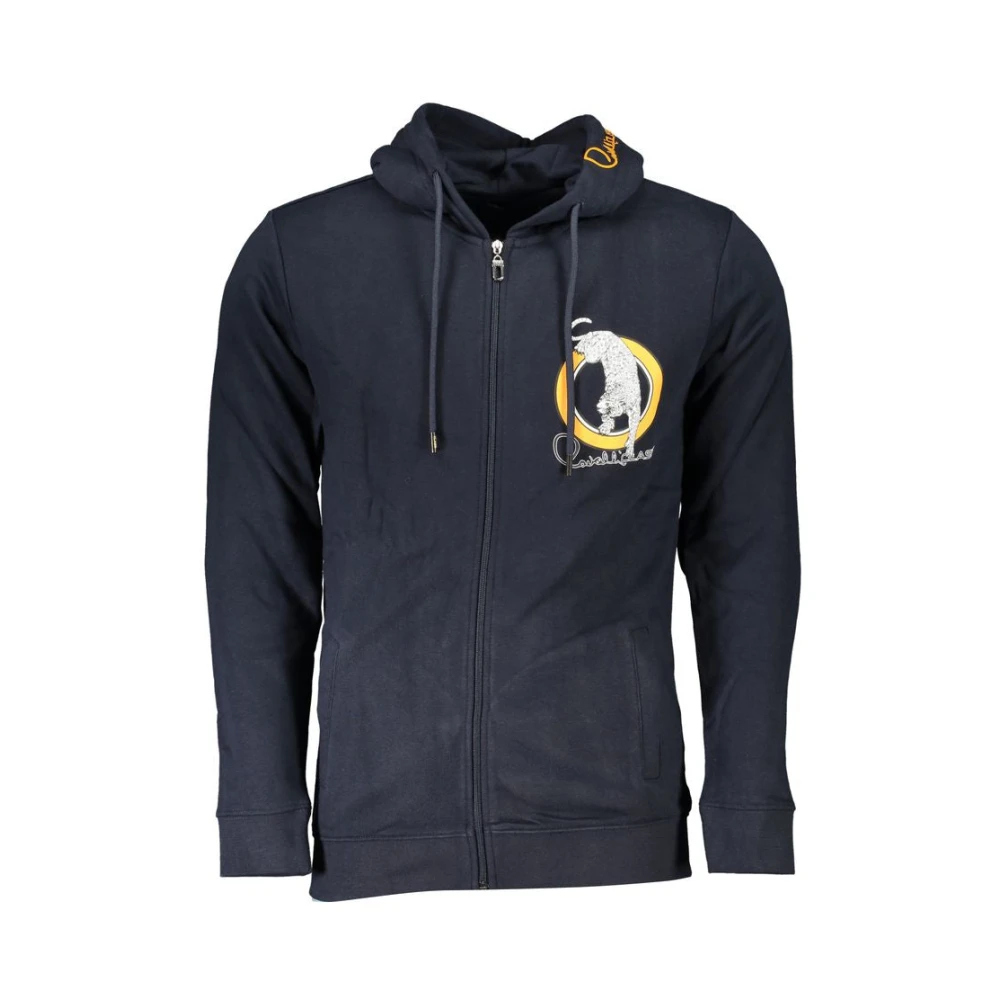 Cavalli Class Blauw sweatshirt met capuchon en rits Blue Heren