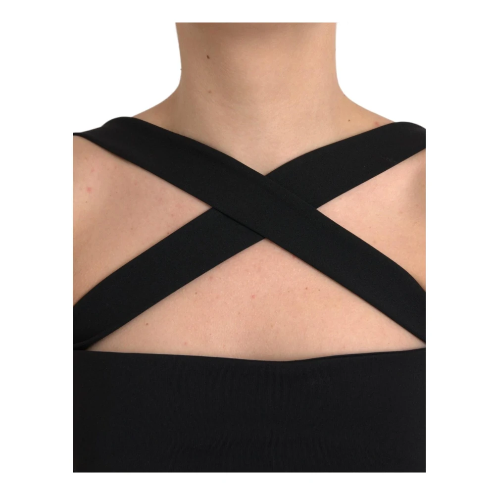 Dolce & Gabbana Zwarte Halter Sheath Midi Jurk Black Dames