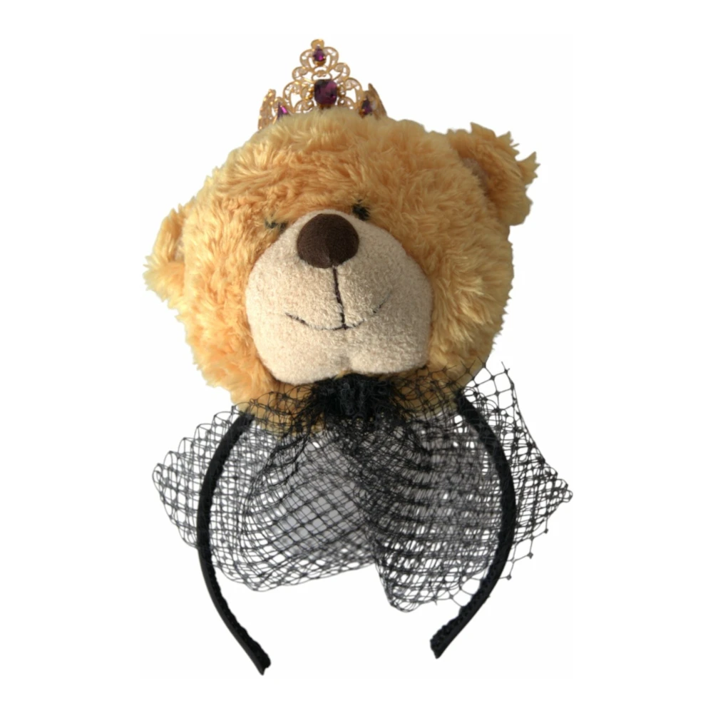 Dolce & Gabbana Vrouw Multicolor Accessoires Dames, Veelkleurig, One Size, Teddybeer Kristallen Kroon Haarband
