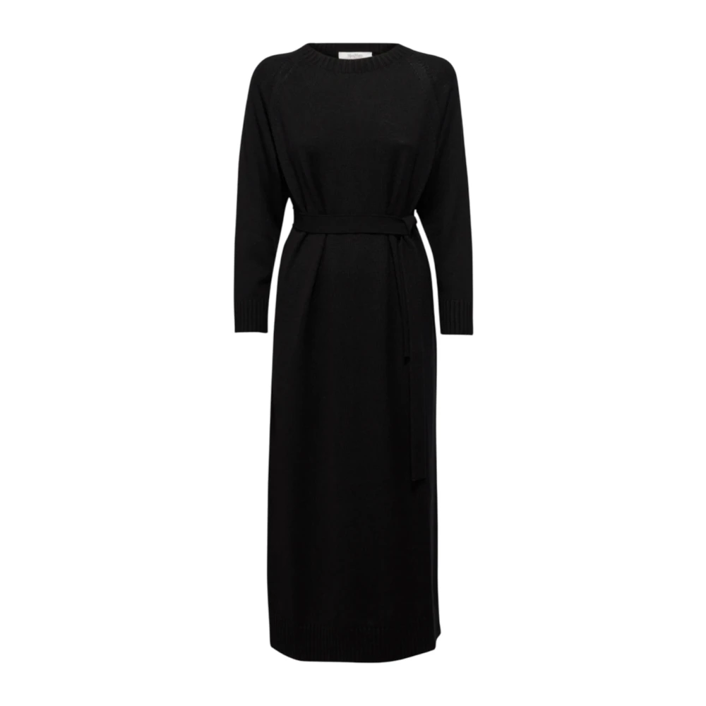 Max Mara Zwarte Wol Lange Jurk Black Dames