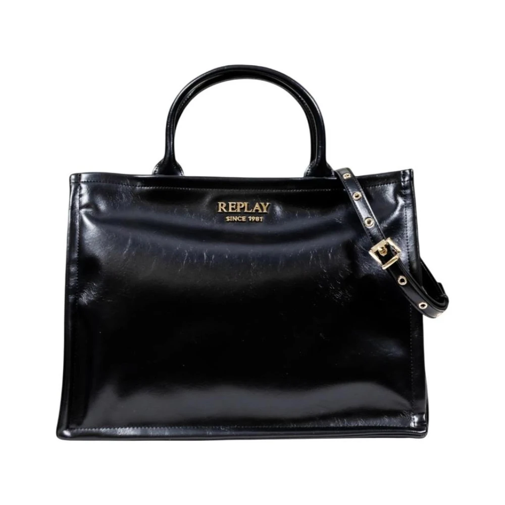 Replay Women's Black Handbags, One Size, Handbag With Shoulder Strap And Zip Fastening