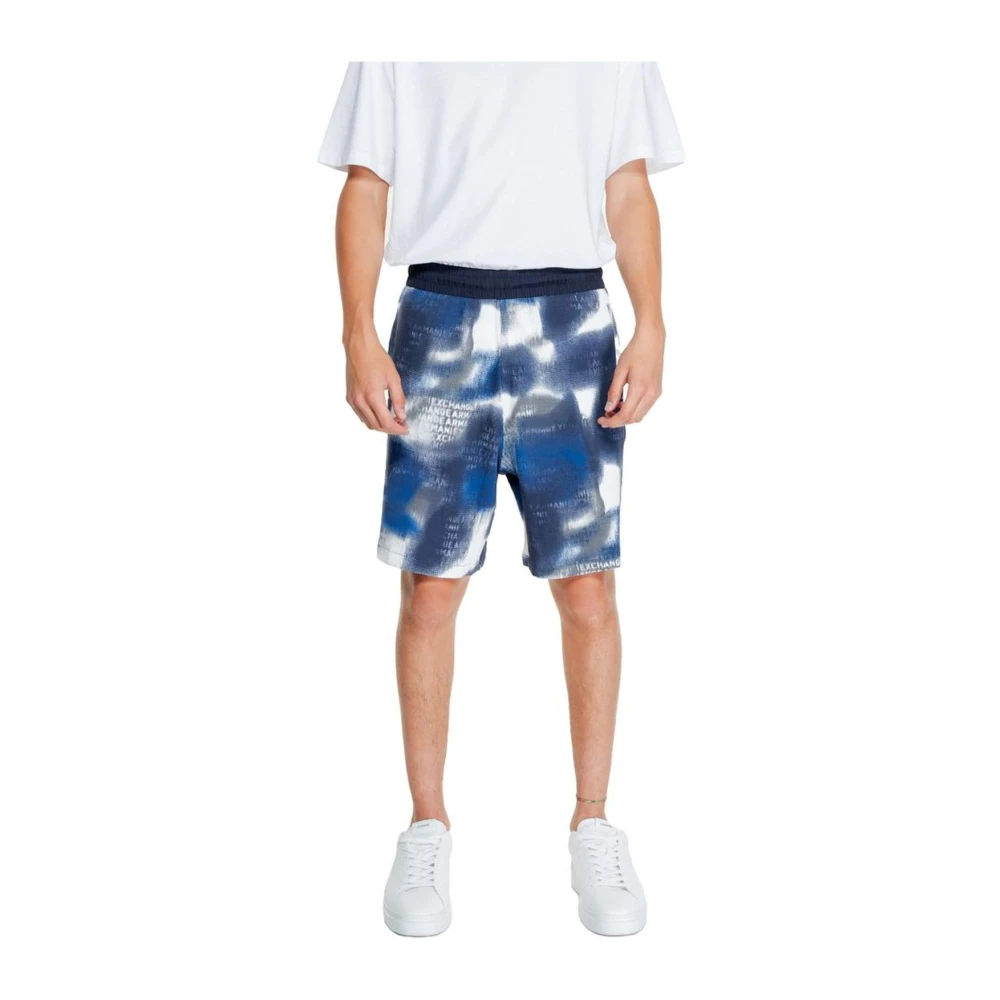Armani Exchange Katoen Elastaan Bermuda Shorts Blue Heren