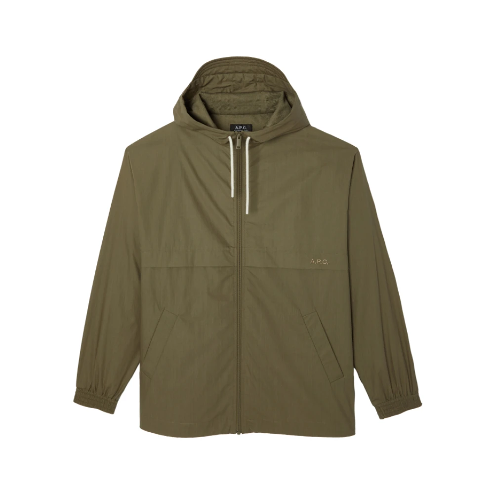 A.p.c. Groene Windjack Met Capuchon Green Heren