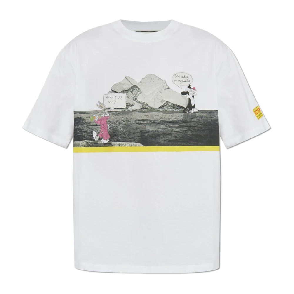 Iceberg Wit regular fit katoenen jersey T-shirt met logo White Heren