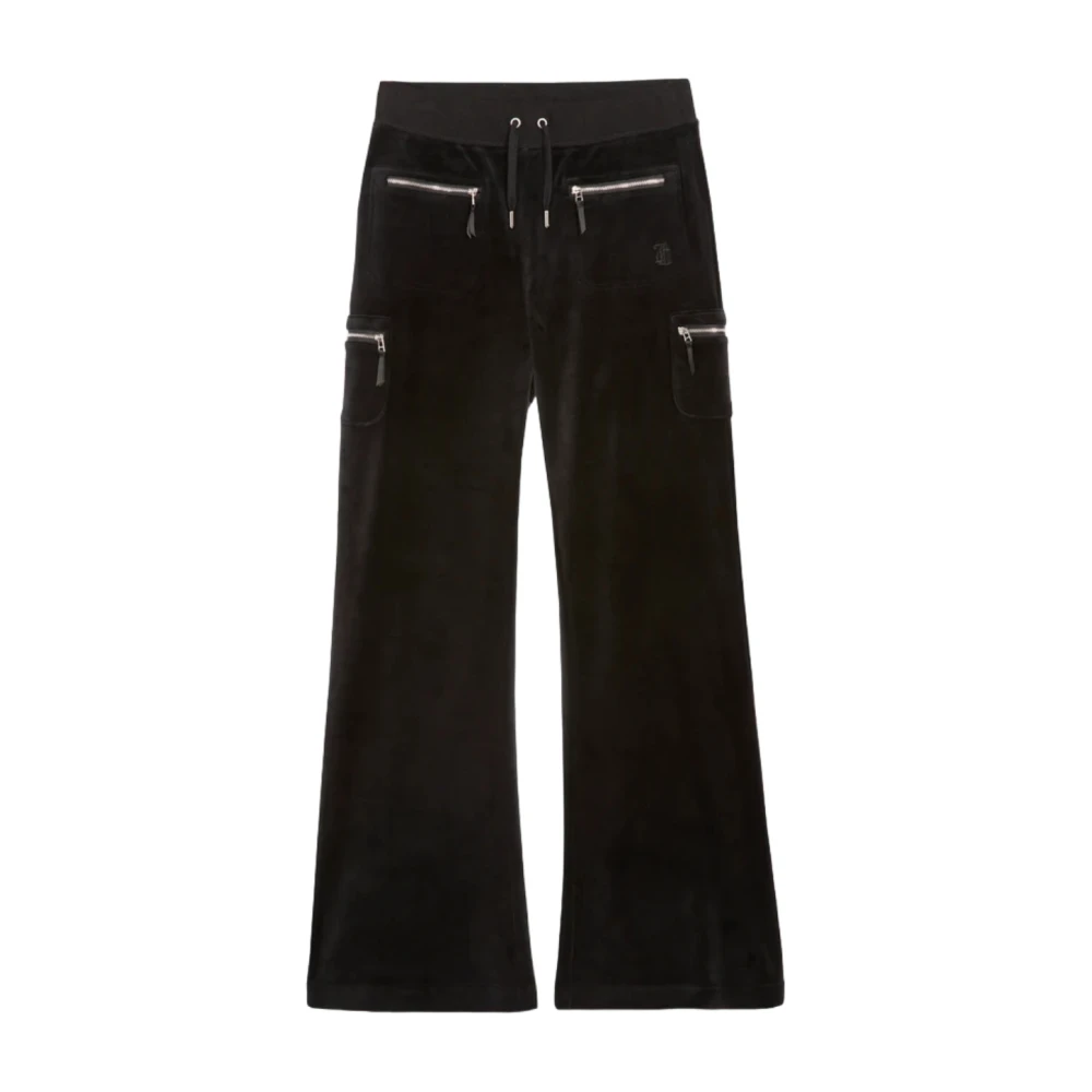 Juicy Couture Laagbouw Zwarte Fluwelen Flare Broek Black Dames