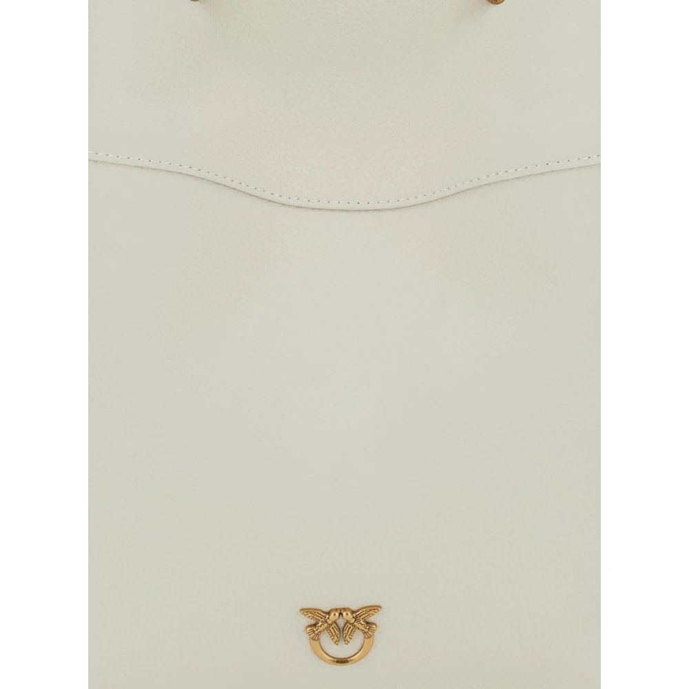 pinko Witte Bucket Bag met Metallic Love Birds Logo White Dames