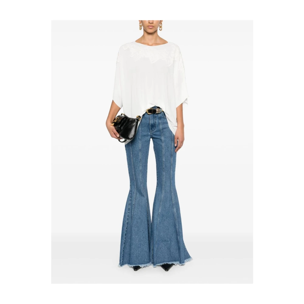 Ermanno Scervino Witte Crew Neck Korte Mouwen Sweater White Dames