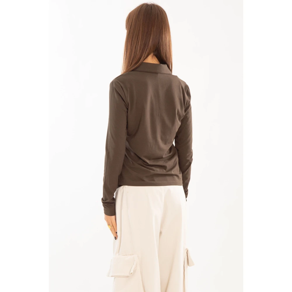 pinko Geborduurd Poloshirt Brown Dames