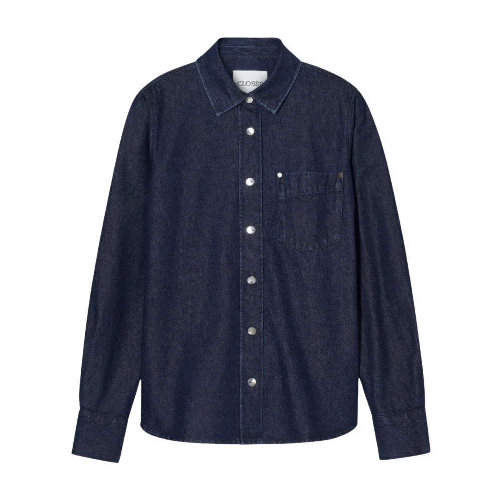 Closed Women's Blue Shirts, L, Blusa Vaquera Clásica