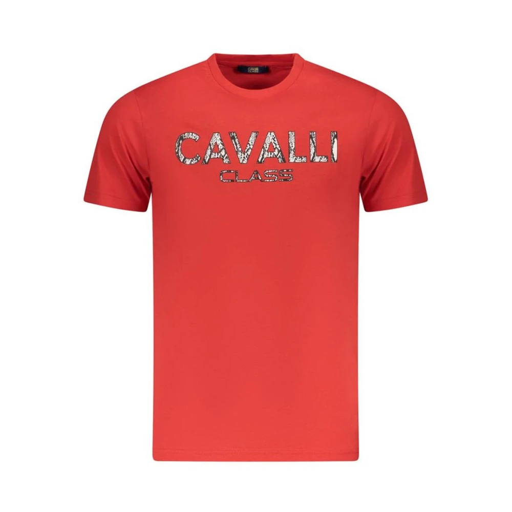 Cavalli Class Men's Red Logo Tee With Striking Print