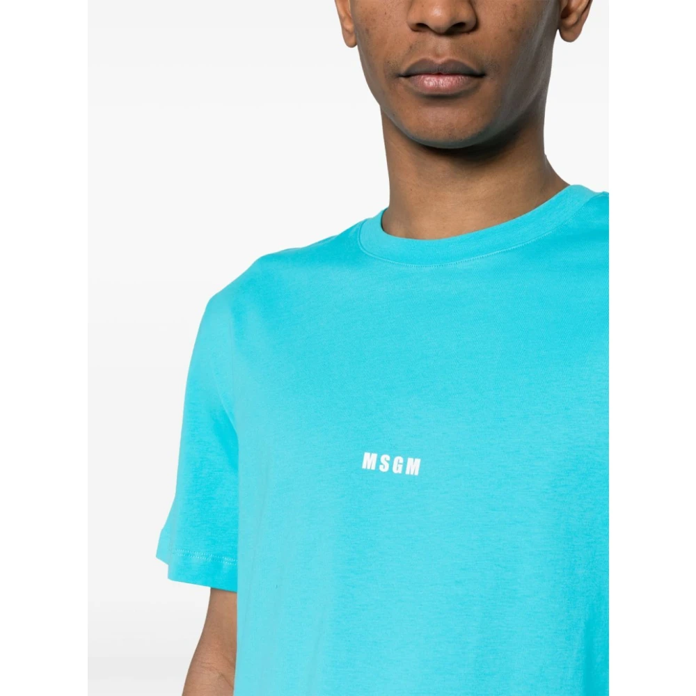 Msgm Blauw Katoenen T-Shirt Blue Heren