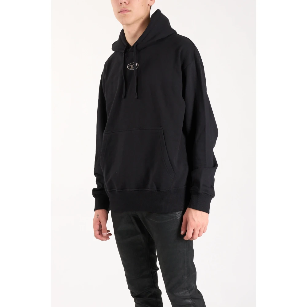 Diesel Hoodie met Voorzak en Logo Black Heren