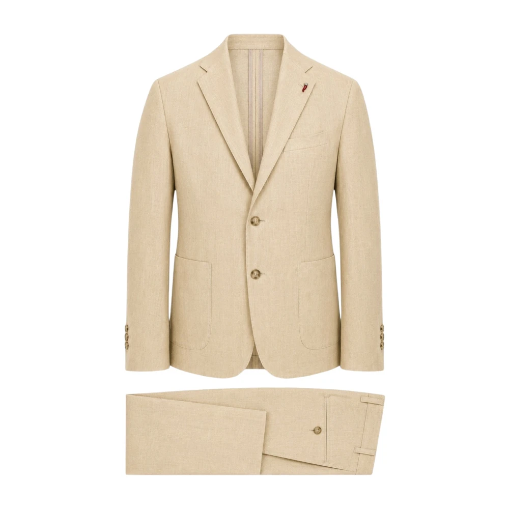 Mulish Men's Beige Single Breasted Suits, 2XL, Double Breasted Suit