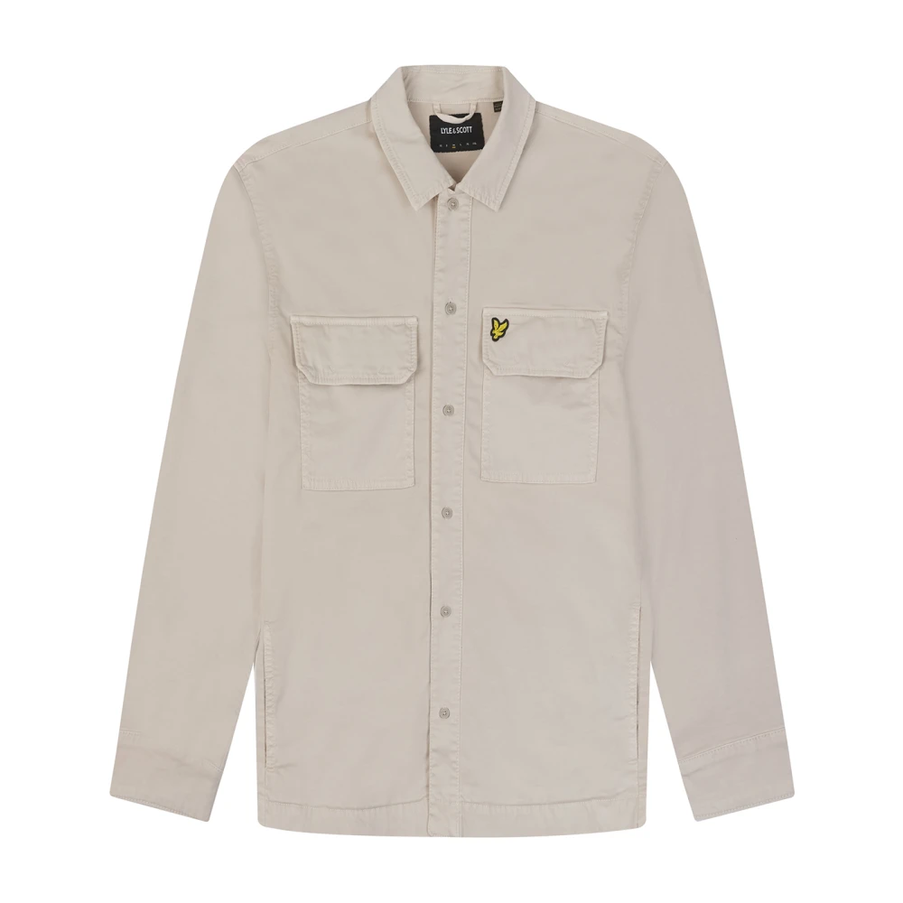 Lyle & Scott Geverfd Overshirt Geweven Shirts Beige Heren