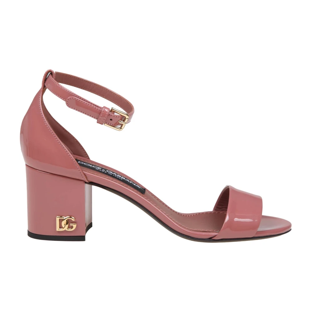 Dolce & Gabbana Rosa lackläder sandaler med justerbar rem Pink, Dam
